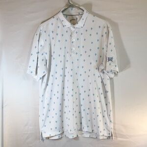 Johnnie-O rhombus men’s polo shirt white size large polyester performance active